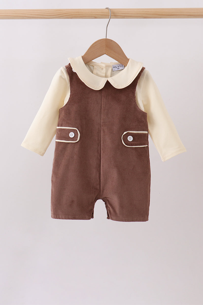Brown Corduroy Jon Jon Set - 1