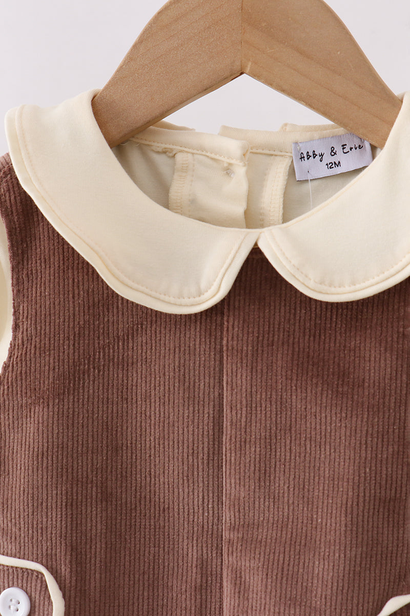 Brown Corduroy Jon Jon Set - 2