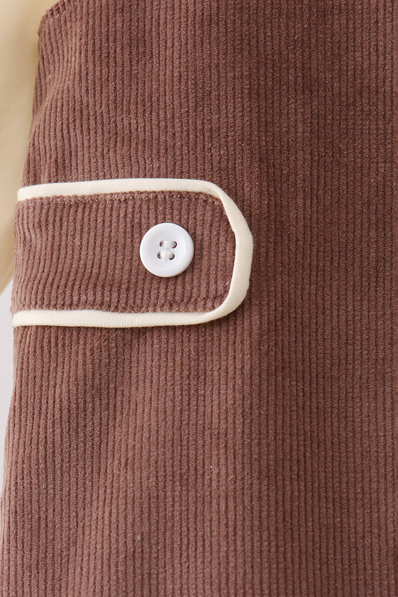 Brown Corduroy Jon Jon Set - 3