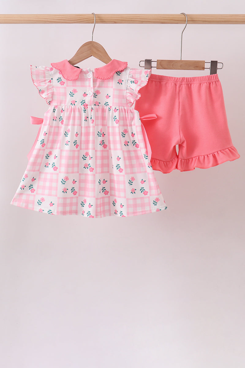 Pink Floral Ruffle Shorts Set - 5