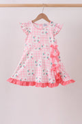 Pink Floral Ruffle Dress - 1