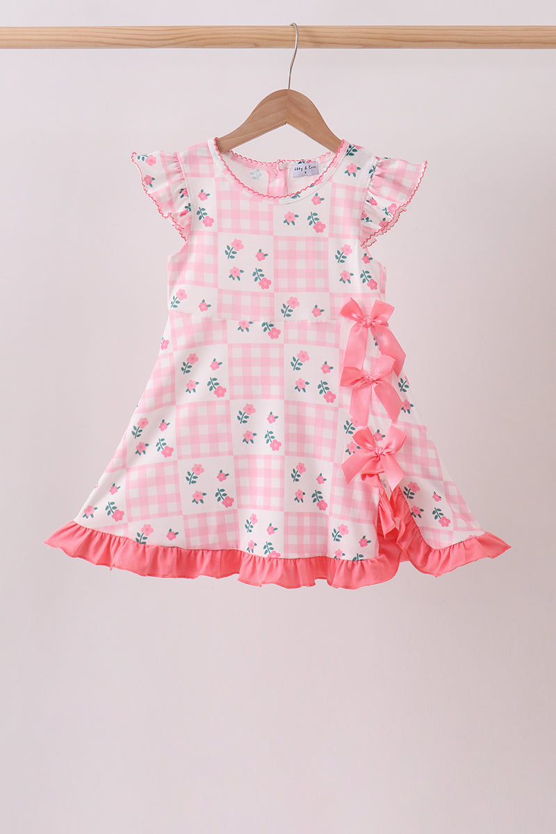 Pink Floral Ruffle Dress - 1