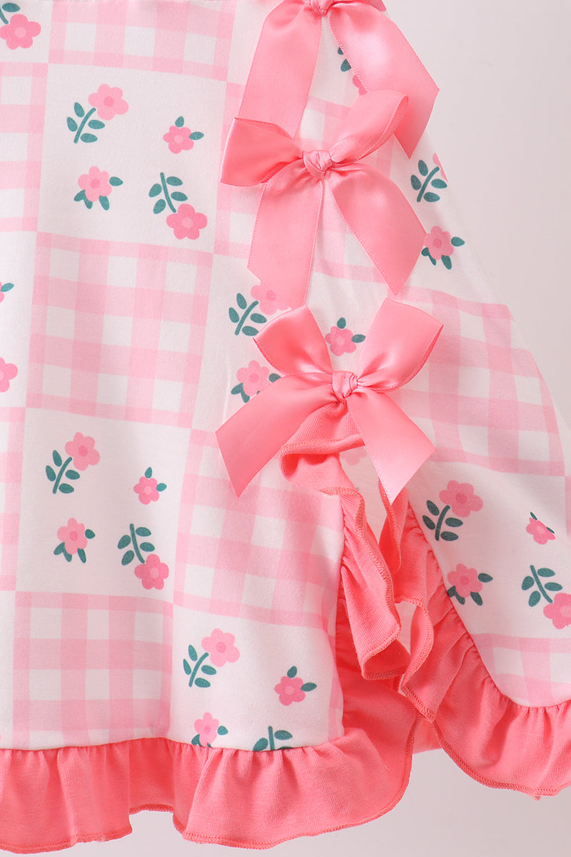 Pink Floral Ruffle Dress - 2