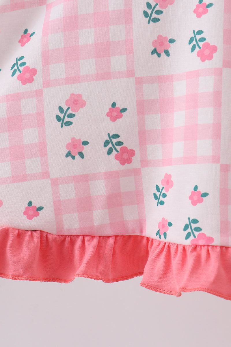 Pink Floral Ruffle Dress - 4