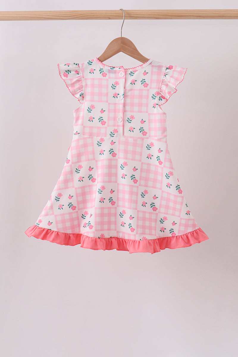 Pink Floral Ruffle Dress - 5