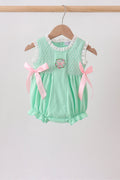 Green Butterfly Smocked Lace Bubble - 1