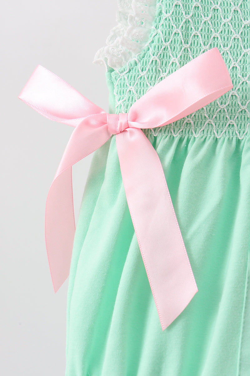 Green Butterfly Smocked Lace Bubble - 3