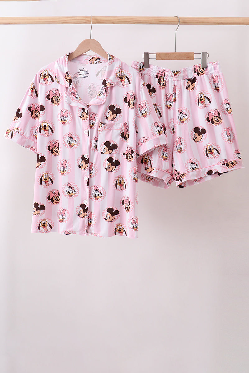 Pink character bamboo pocket mom pajama set - 1