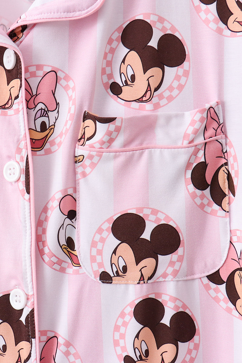 Pink character bamboo pocket mom pajama set - 2