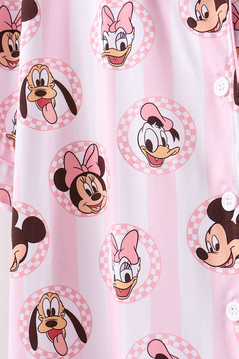 Pink character bamboo pocket mom pajama set - 3
