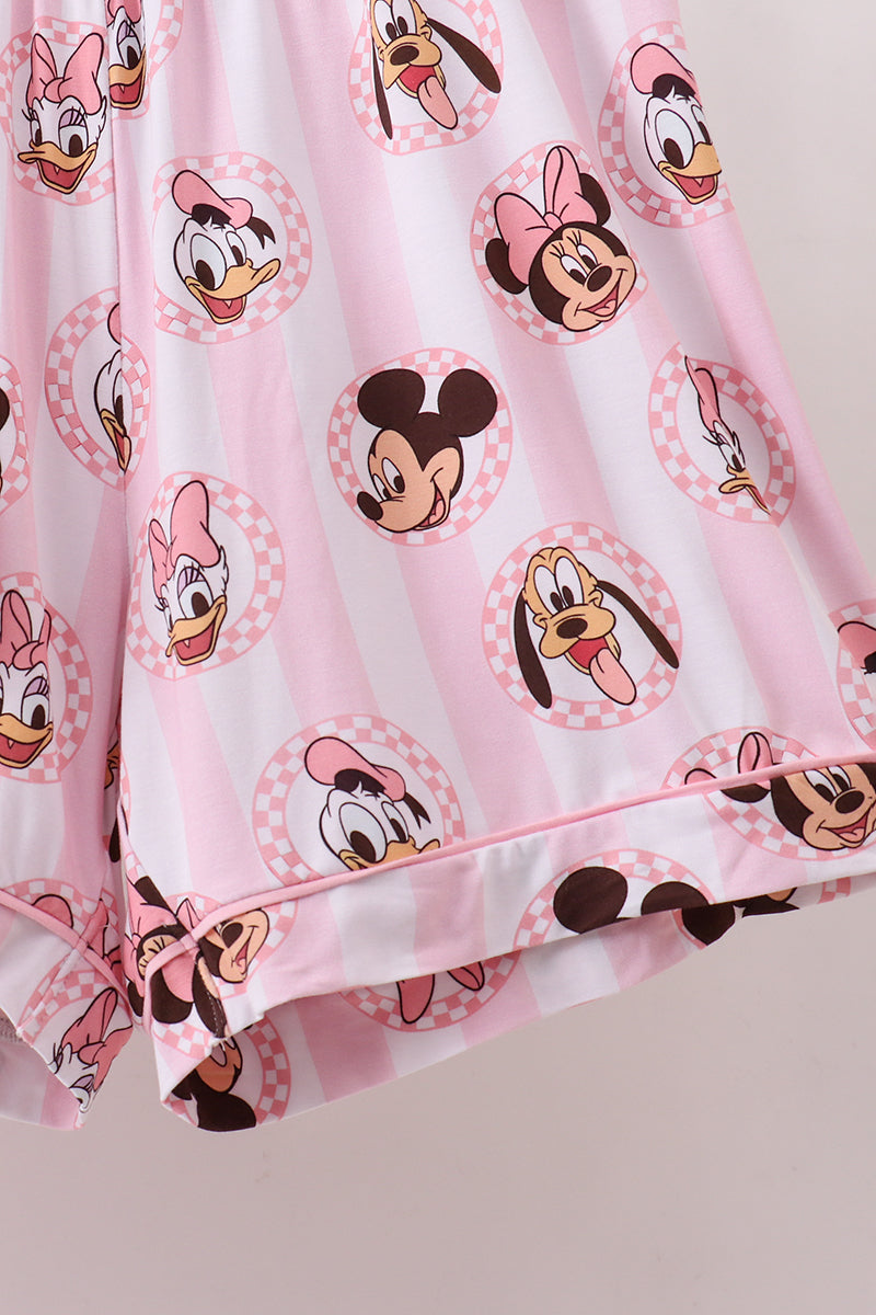 Pink character bamboo pocket mom pajama set - 4