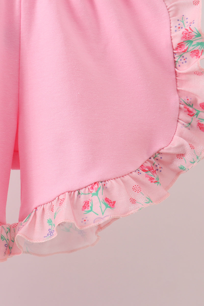 Pink Floral Ruffle Shorts Set - 3