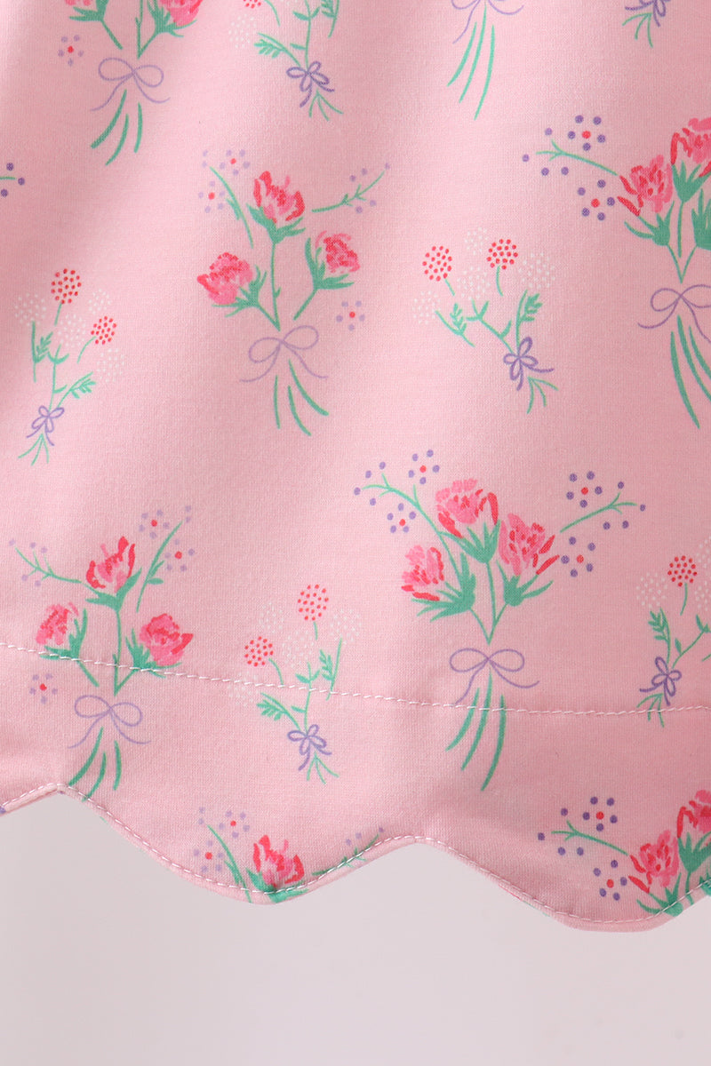 Pink Floral Ruffle Shorts Set - 4