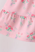 Pink Floral Tiered Dress - 4