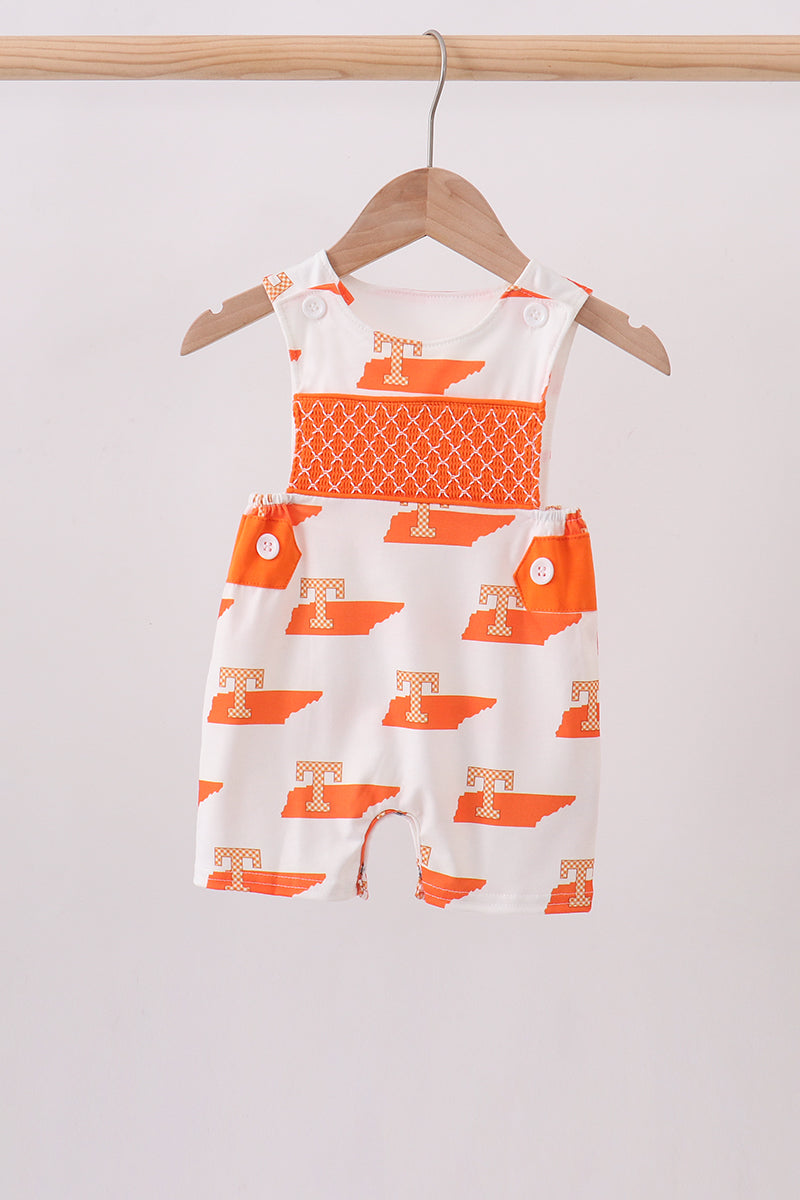 Orange Tennessee Smocked Jon Jon - 1
