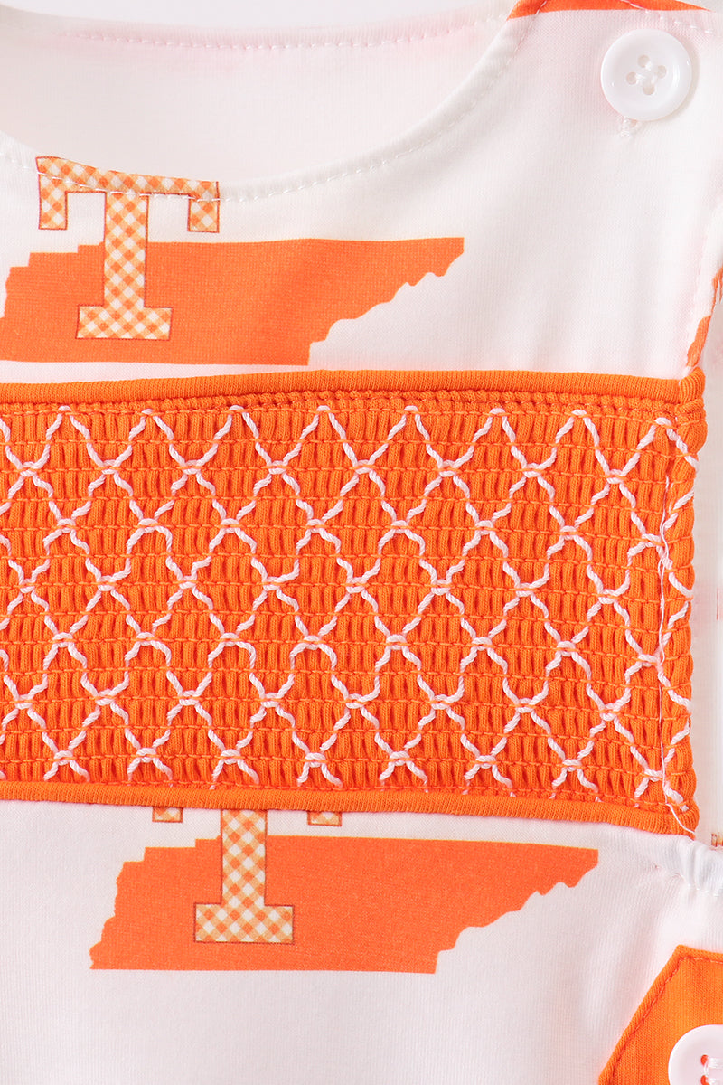 Orange Tennessee Smocked Jon Jon - 2
