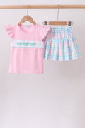 Pink Crocodile Smocked Skorts Set - 1
