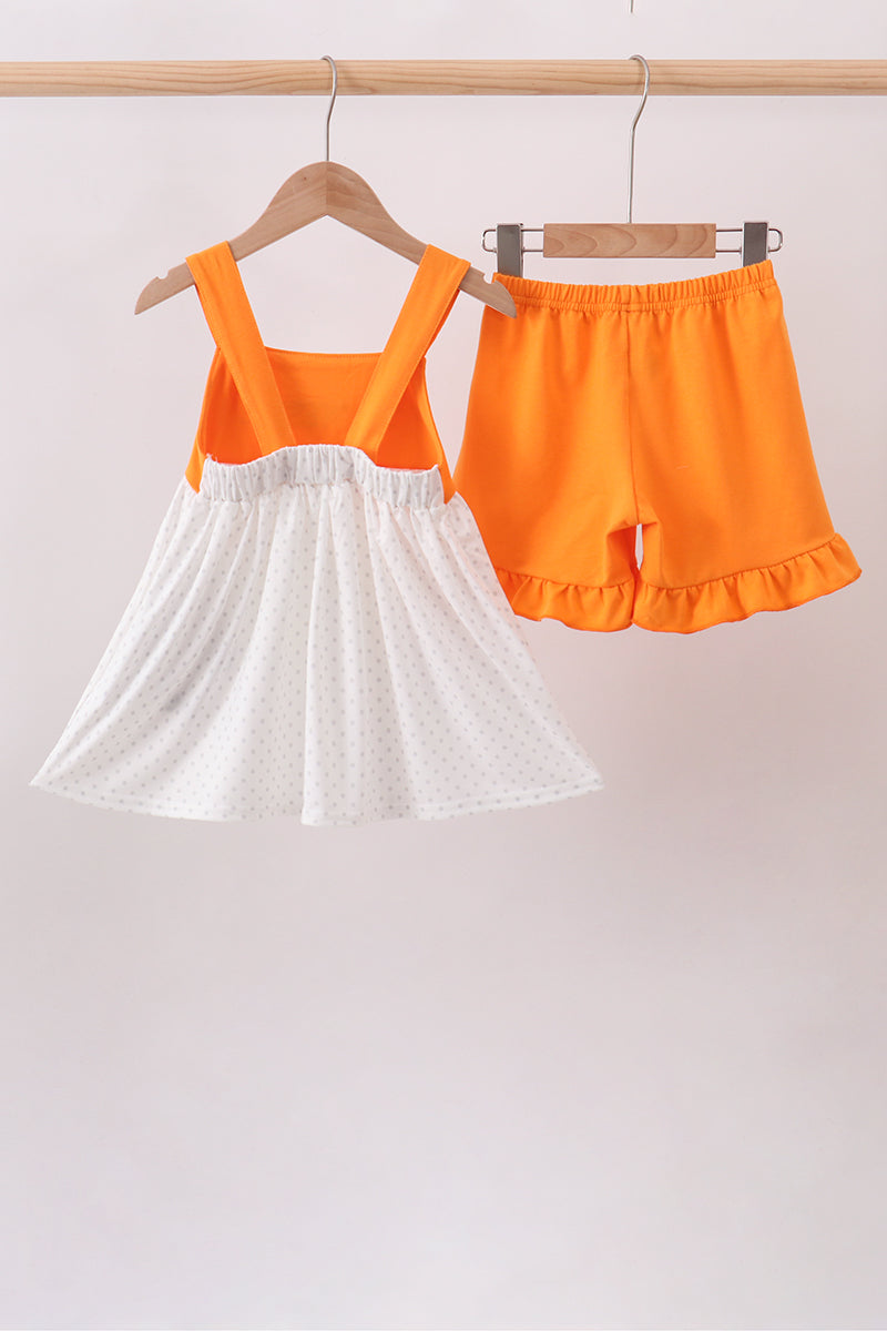 Orange Tennessee Applique Ruffle Shorts Set - 2