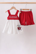 Maroon Alabama Applique Ruffle Shorts Set - 1