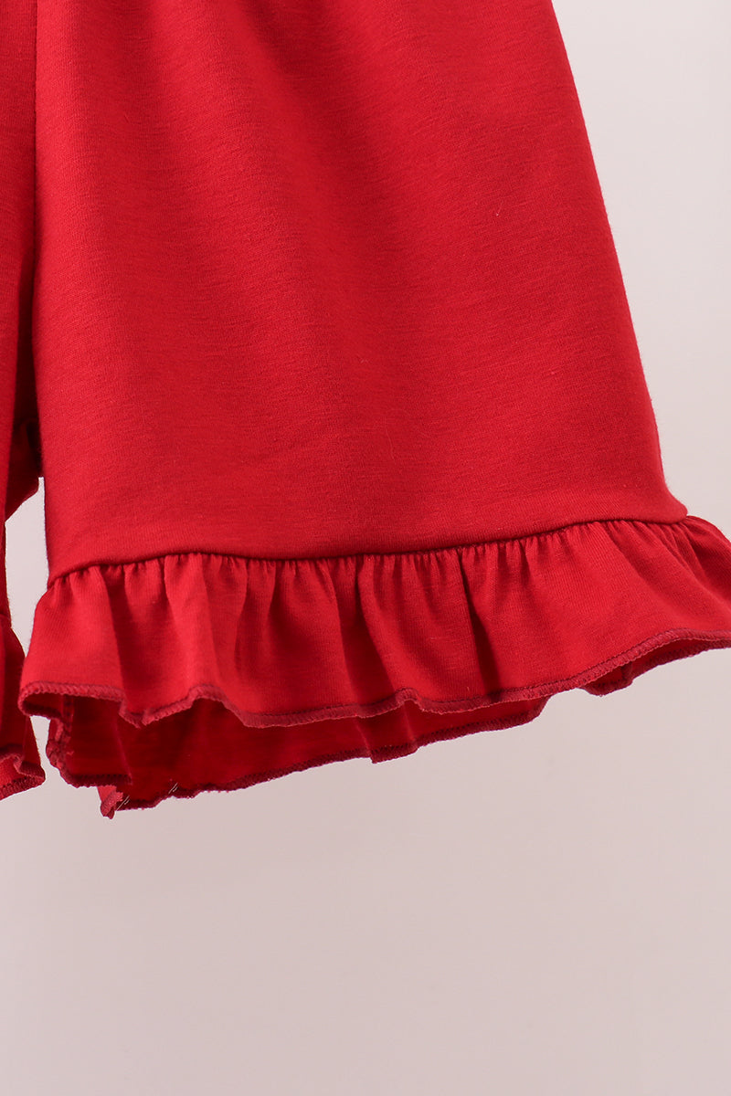 Maroon Alabama Applique Ruffle Shorts Set - 4