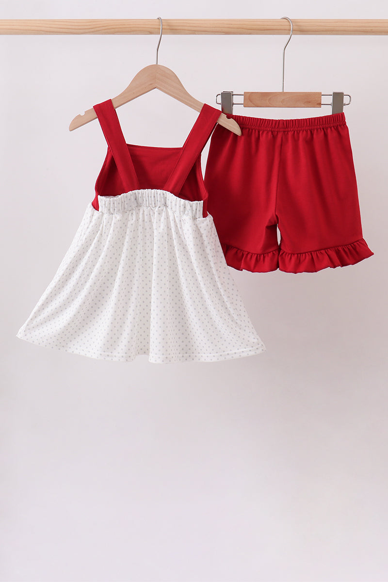 Maroon Alabama Applique Ruffle Shorts Set - 5