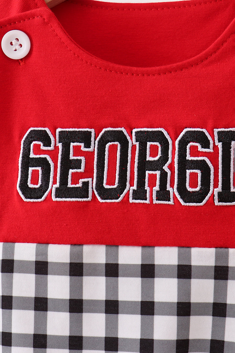 Red Georgia Applique Gingham Jon Jon - 2