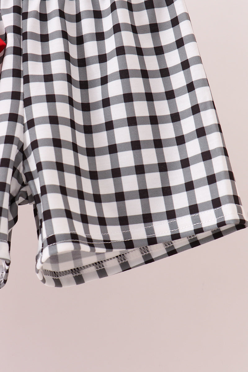 Red Georgia Applique Gingham Shorts Set - 3