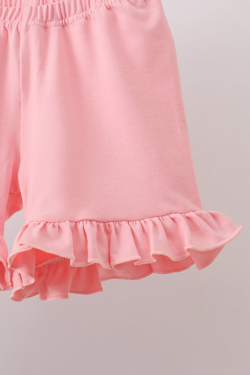 Green Floral Smocked Ruffle Shorts Set - 3