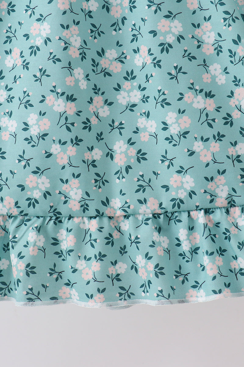 Green Floral Smocked Ruffle Shorts Set - 6