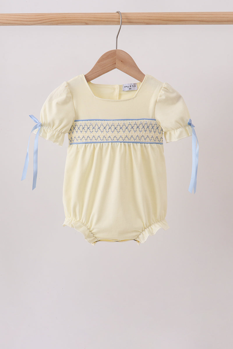 Cream smocked bubble - 1