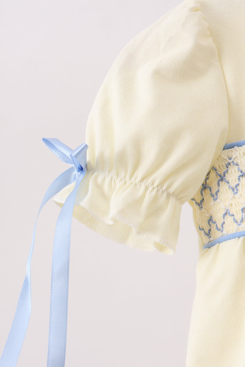 Cream smocked bubble - 2
