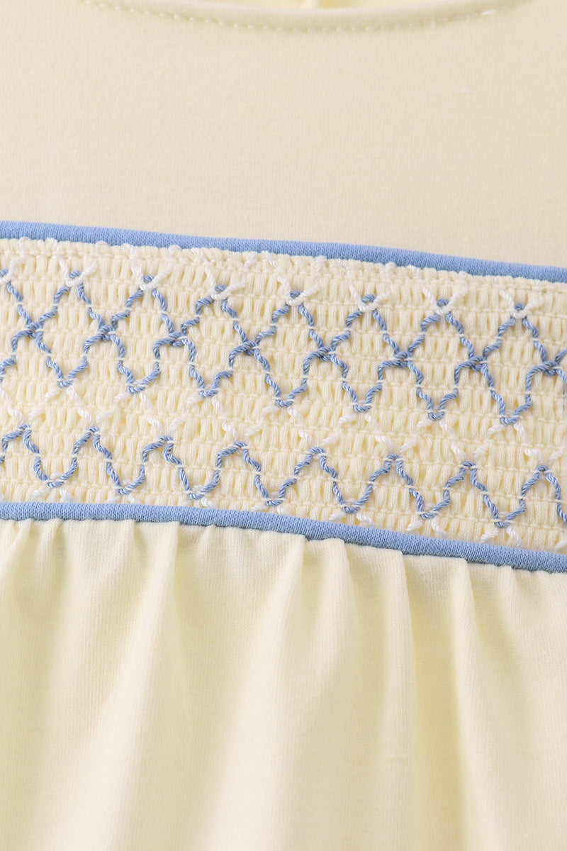 Cream smocked bubble - 3
