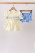 Cream smocked bloomer set - 1