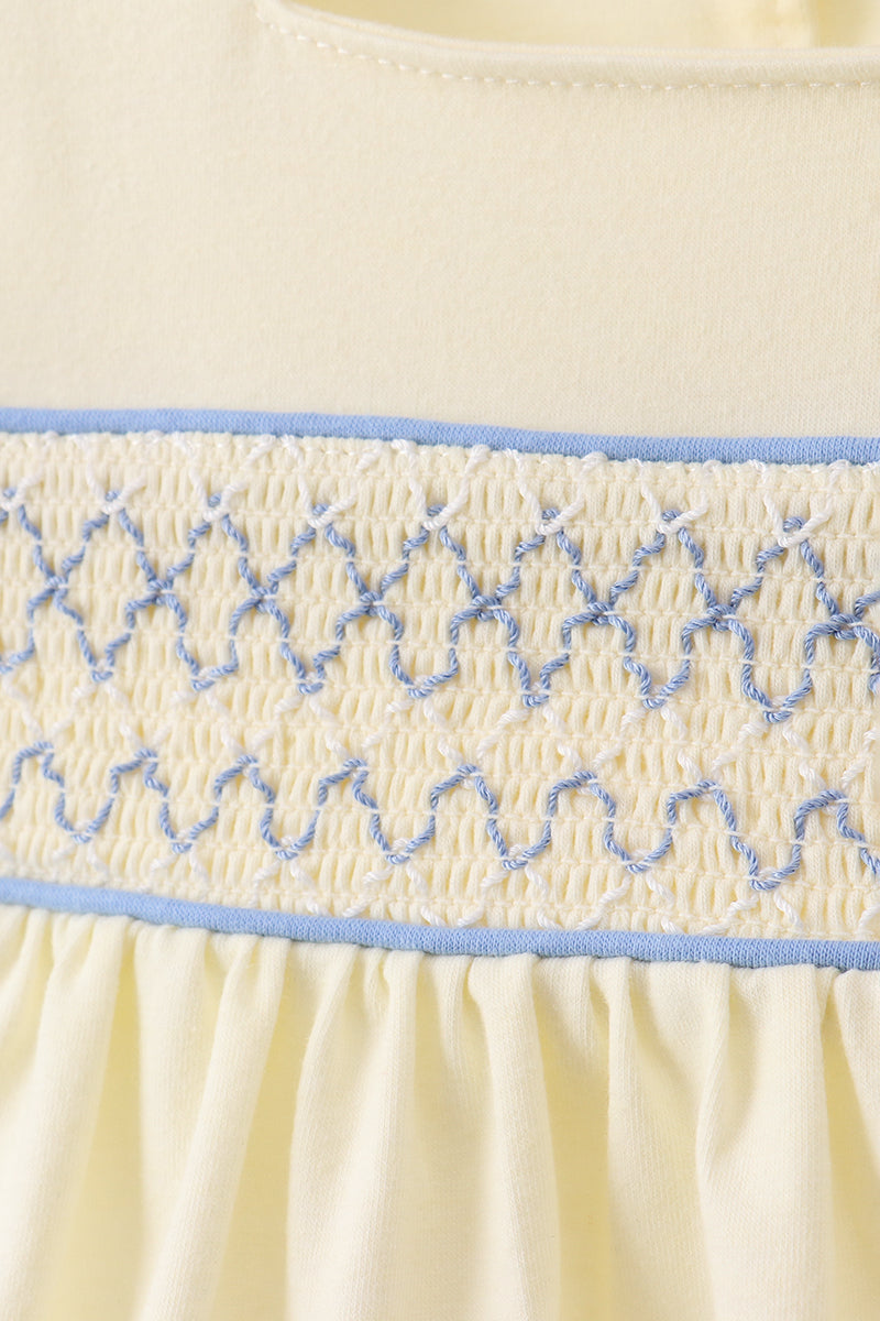 Cream smocked bloomer set - 2
