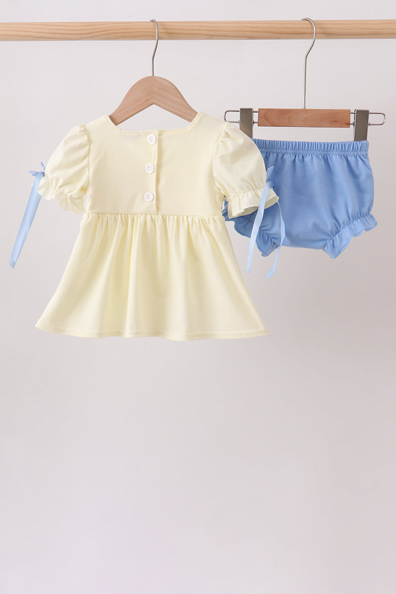 Cream smocked bloomer set - 5