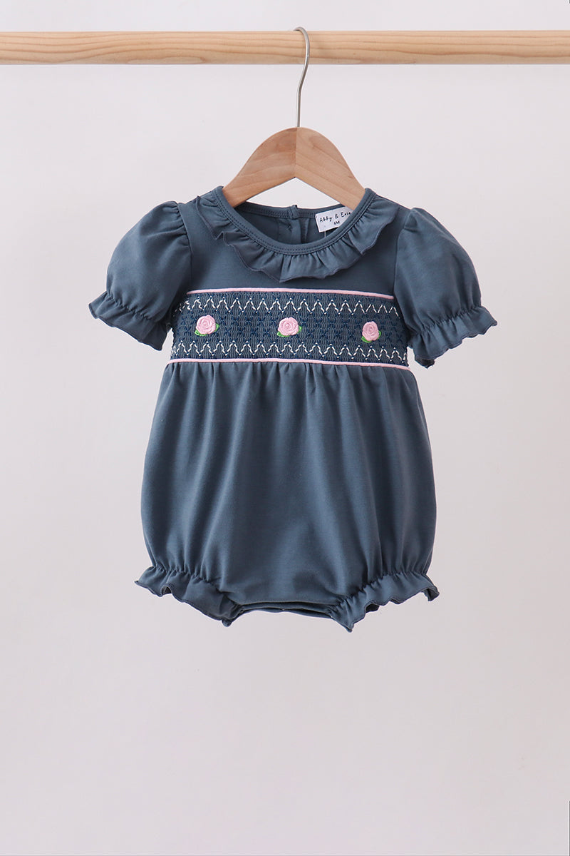 Garden Rose Smocked Ruffle Bubble - 1