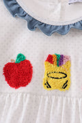 Blue Apple Crayon French Knot Ruffle Dress - 2