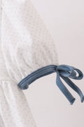 Blue Apple Crayon French Knot Ruffle Dress - 4