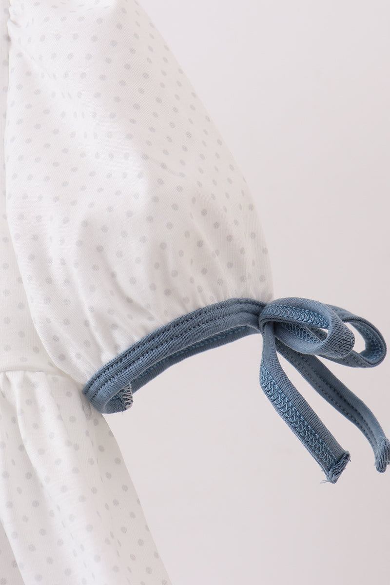 Blue Apple Crayon French Knot Ruffle Dress - 4
