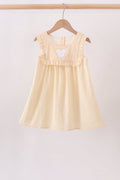 Oatmeal character french knot ruffle dress - 1