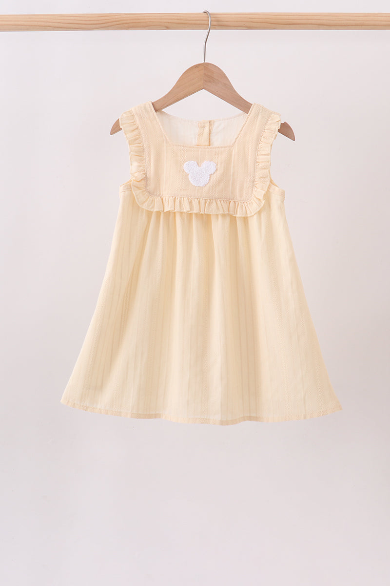Oatmeal character french knot ruffle dress - 1