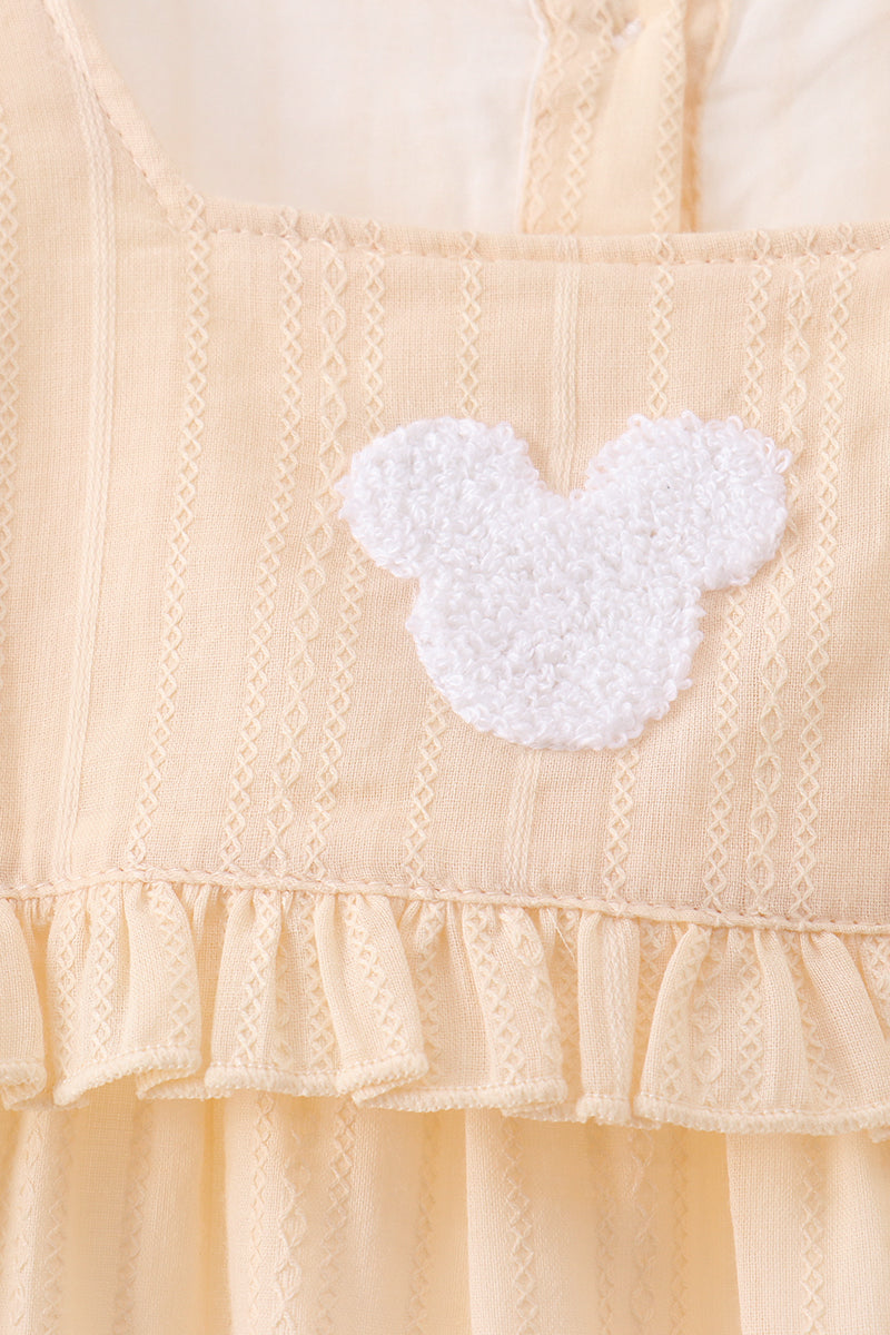 Oatmeal character french knot ruffle dress - 2
