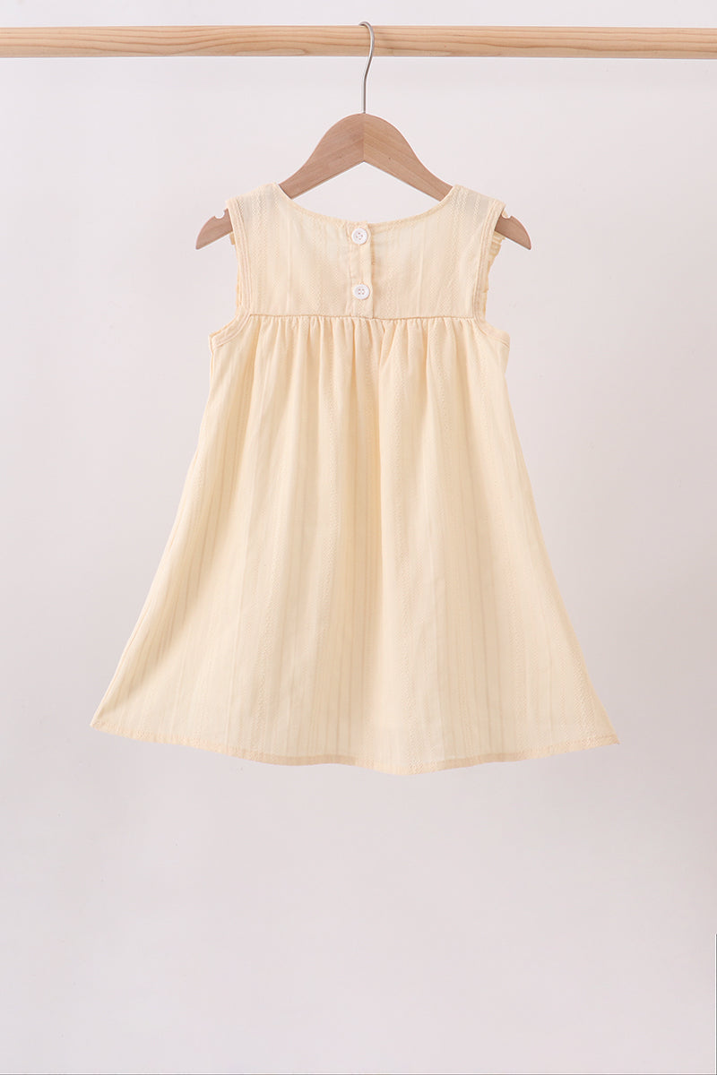 Oatmeal character french knot ruffle dress - 4