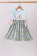 Mint Chicken Applique Ruffle Dress - 1