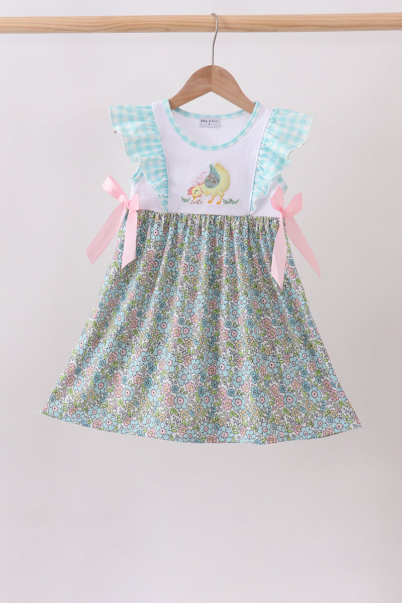 Mint Chicken Applique Ruffle Dress - 1