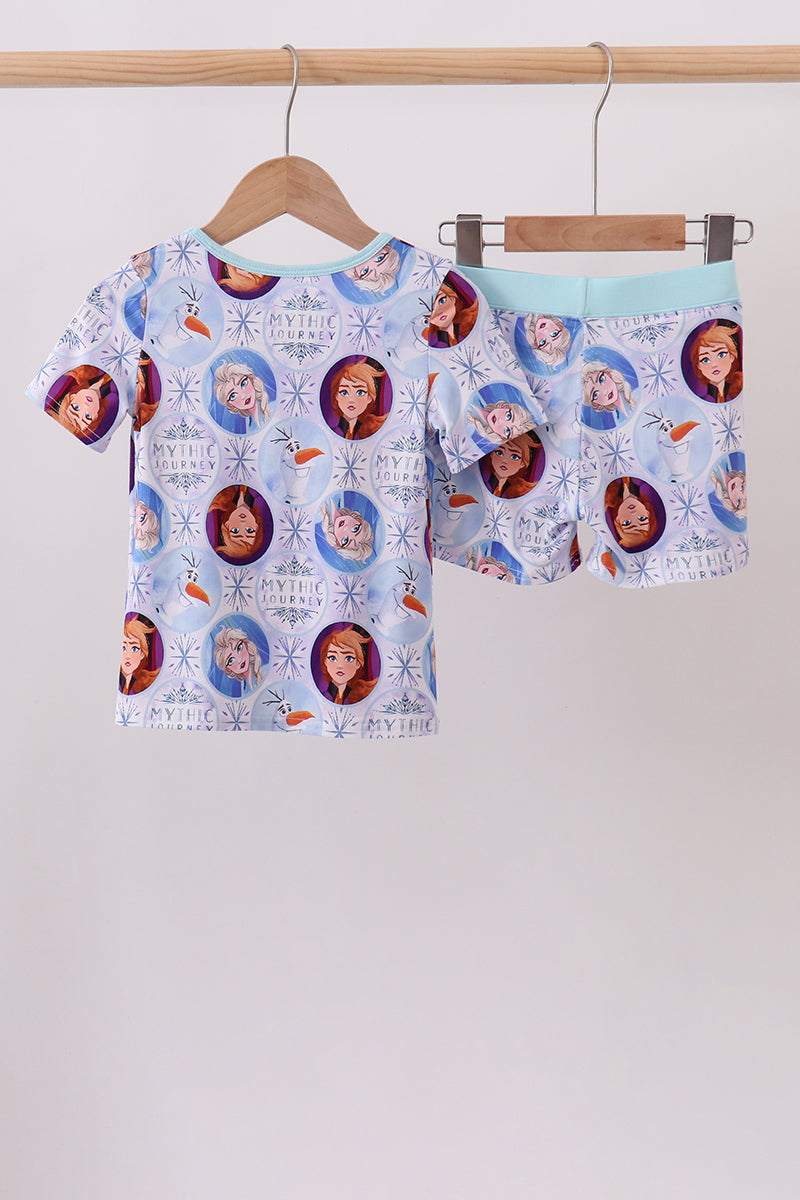 Blue frozen character bamboo pajama set - 6