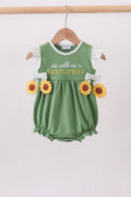 Green Sunflower Applique Ruffle Bubble - 1