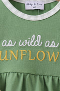 Green Sunflower Applique Ruffle Bubble - 2