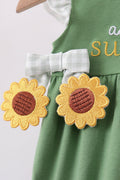 Green Sunflower Applique Ruffle Bubble - 3