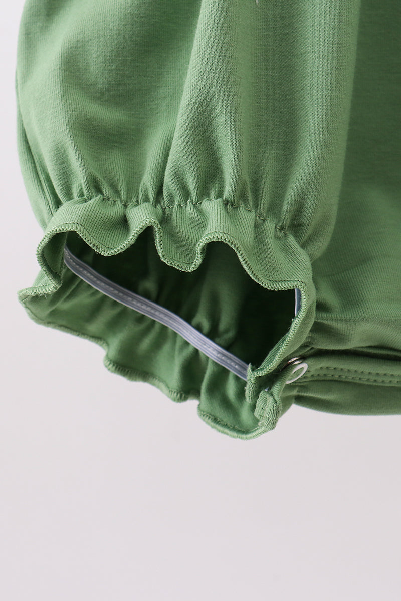 Green Sunflower Applique Ruffle Bubble - 4